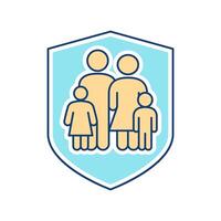 Family Shield Protected Welfare Icon vector