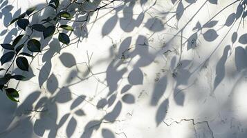 Shadows from leaves on white background in the style of abstract nature. photo