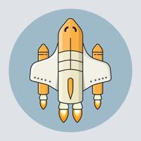 Simple clean space shuttle flat illustration with outline on isolated background vector