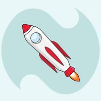 Flying space rocket minimalist flat illustration vector