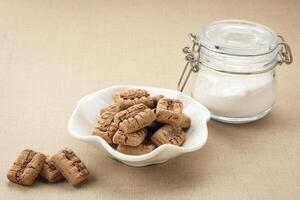 Kue Sagu or Sago Bites, healthy cookies made from sago flour, tapioca flour, low fat butter, and chocolate photo