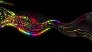 flexible y brillante líneas de ligero flotante en espacio video