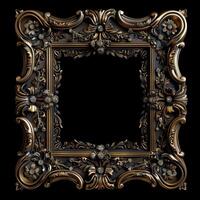 A vintage empty gold frame embedded with diamonds. photo