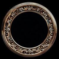 A vintage empty gold frame embedded with diamonds. photo