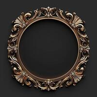 A vintage empty gold frame embedded with diamonds. photo