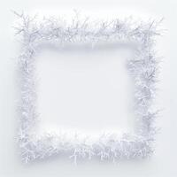 A square frame made from frost on white background, empty space in the center for text or photo. photo