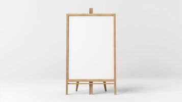 A-frame banner mockup with a blank wooden frame isolated on a white background. photo