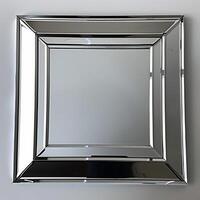 A square mirrored chrome frame with rounded bevel. photo