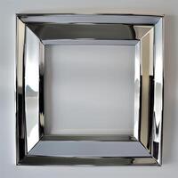 A square mirrored chrome frame with rounded bevel. photo