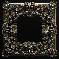 A vintage empty gold frame embedded with diamonds. photo