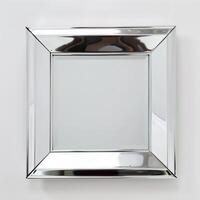 A square mirrored chrome frame with rounded bevel. photo