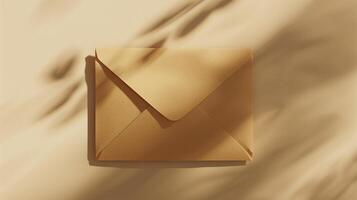 A mockup of an envelope on a neutral background with elegant shadows. photo