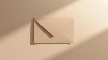 A mockup of an envelope on a neutral background with elegant shadows. photo