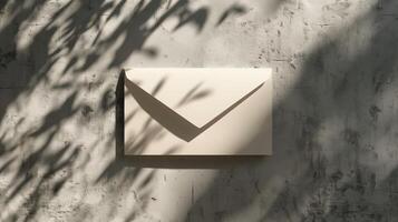 A mockup of an envelope on a neutral background with elegant shadows. photo