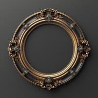 A vintage empty gold frame embedded with diamonds. photo