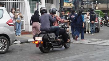 Bandung, West Java. May 26, 2023, the atmosphere of the Asia-Africa Bandung street while on vacation photo