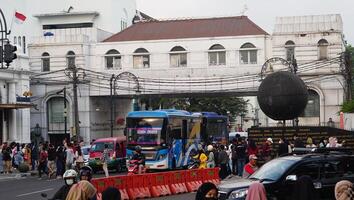 Bandung, West Java. May 26, 2023, the atmosphere of the Asia-Africa Bandung street while on vacation photo