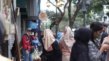 Bandung, West Java. May 26, 2023, the atmosphere of the Asia-Africa Bandung street while on vacation photo