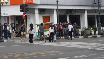 Bandung, West Java. May 26, 2023, the atmosphere of the Asia-Africa Bandung street while on vacation photo