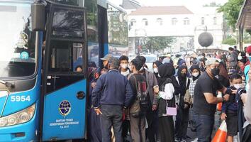 Bandung, West Java. May 26, 2023, the atmosphere of the Asia-Africa Bandung street while on vacation photo