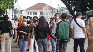 Bandung, West Java. May 26, 2023, the atmosphere of the Asia-Africa Bandung street while on vacation photo