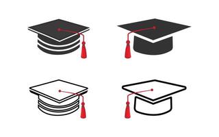 Graduation cap isolated on white background, academic cap, Graduation cap and red tassel with illustrations vector