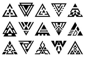 Abstract triangle design elements. Decorative geometric pyramid shapes, triangular patterned, stylized forms. vector