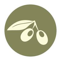 Olive branch silhouette in green circle. illustration vector