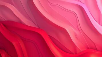 Red and pink background with three-dimensional smooth red waves. photo