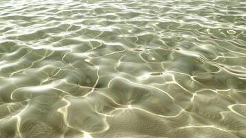 A texture of ripples on sand, with small waves on the surface, light green tint. photo