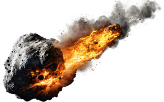 burning meteorites, asteroids on isolated background png