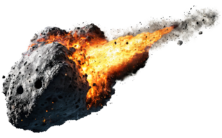 burning meteorites, asteroids on isolated background png