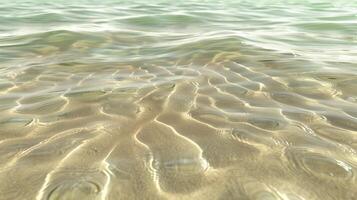 A texture of ripples on sand, with small waves on the surface, light green tint. photo