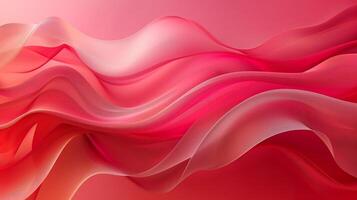 Red and pink background with three-dimensional smooth red waves. photo