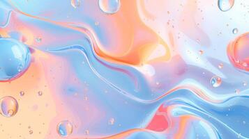 A futuristic background with pastel blue and orange soft glow bubbles of abstract shapes. photo