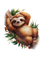 graphics of a sloth lying on a tree branch png