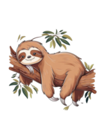 graphics of a sloth lying on a tree branch png