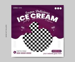 delicious ice cream social media post template vector