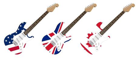 eléctrico guitarra con nacional bandera modelo en blanco antecedentes. usado para decoración, publicidad diseño, sitios web o publicaciones, pancartas, carteles y folletos vector