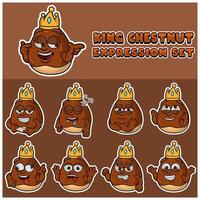 Chestnut Expression set. Mascot cartoon character for flavor, strain, label and packaging product. vector