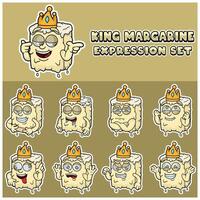 Margarine Expression set. Mascot cartoon character for flavor, strain, label and packaging product. vector