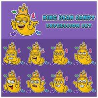 Bean Candy Expression set. Mascot cartoon character for flavor, strain, label and packaging product. vector