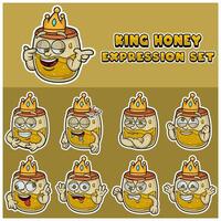 Honey Expression set. Mascot cartoon character for flavor, strain, label and packaging product. vector