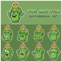 Aloe Vera Expression set. Mascot cartoon character for flavor, strain, label and packaging product. Illustration. vector