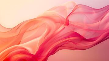 Abstract background with red and pink waves with light gradient on the light orange background. photo