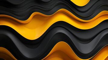 Black and yellow abstract background with waves. photo