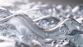 A close up of a liquid, organic shapes and curved lines, glass sculpture. photo