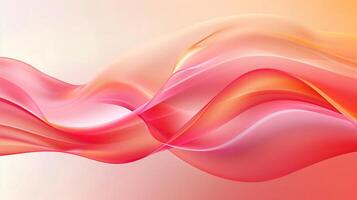 Abstract background with red and pink waves with light gradient on the light orange background. photo