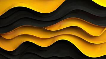 Black and yellow abstract background with waves. photo