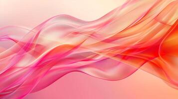 Abstract background with red and pink waves with light gradient on the light orange background. photo